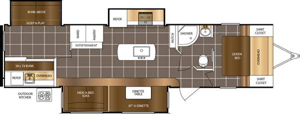 Luxury Lacrosse Travel Trailer 32'  Floor Plan