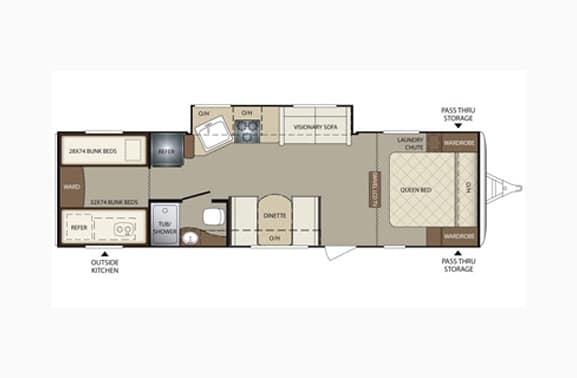 Bullet Travel Trailer 28'  Floor Plan