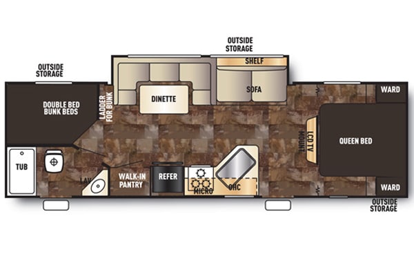 Grey Wolf Travel Trailer 26'  Floor Plan